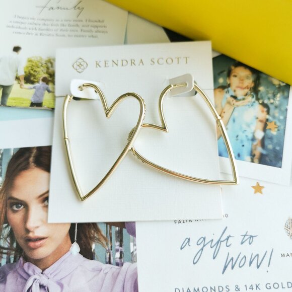 New Kendra Scott Ansley Heart Hoop Earrings Gold - Picture 1 of 4